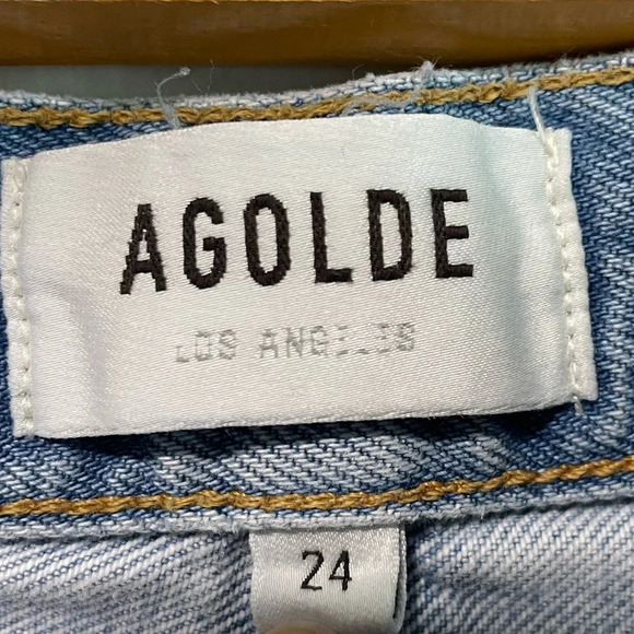 AGOLDE  Light Wash Distressed Denim Jeans, Size 24 - Picture 4 of 13